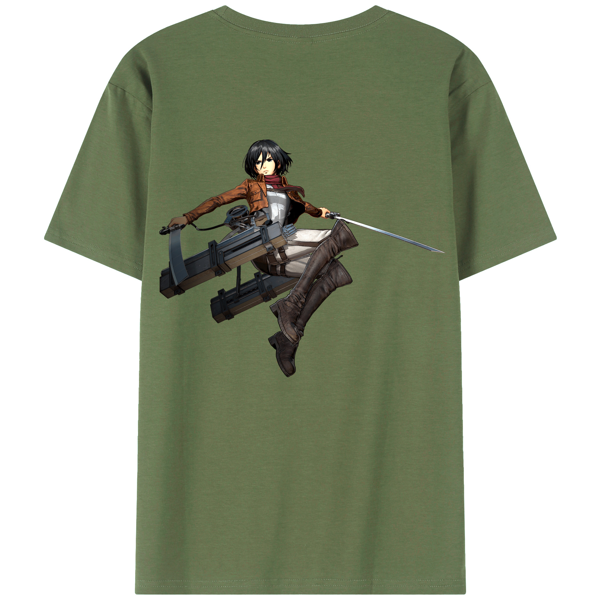 （画像用） 進撃の巨人 ミカサ·アッカーマン Attack on Titan Mikasa Ackerman 綿100％ メンズ半袖Tシャツ（バックプリント） 通気性